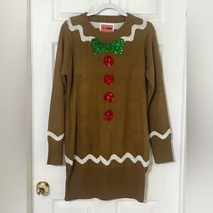 Women’s Gingerbread Sweater Dress Size L Tipsy Elves Christmas Holiday Ugly